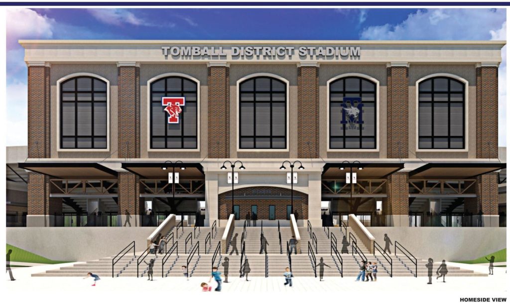 Drawing of Tomball ISD's stadium on which Halford Busby provided a schematic design estimate and a design development estimate
